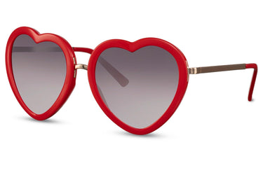 Heart-shaped sunglasses with pink lenses